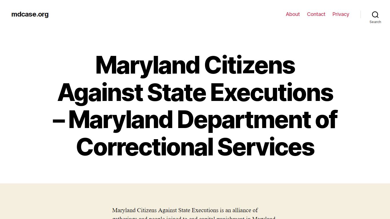 Maryland Citizens Against State Executions - Maryland Department of ...
